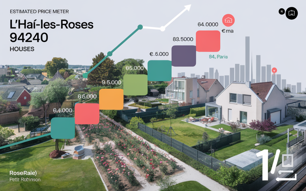 Vue aérienne de L’Haÿ-les-Roses avec repères de prix au mètre carré