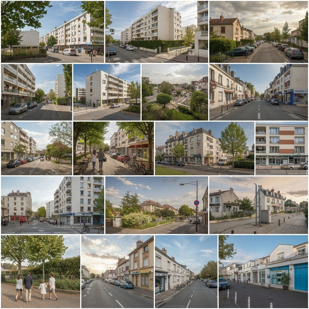 Vue de la Rue des Bleuets à L'Haÿ-les-Roses avec indication du prix au mètre carré