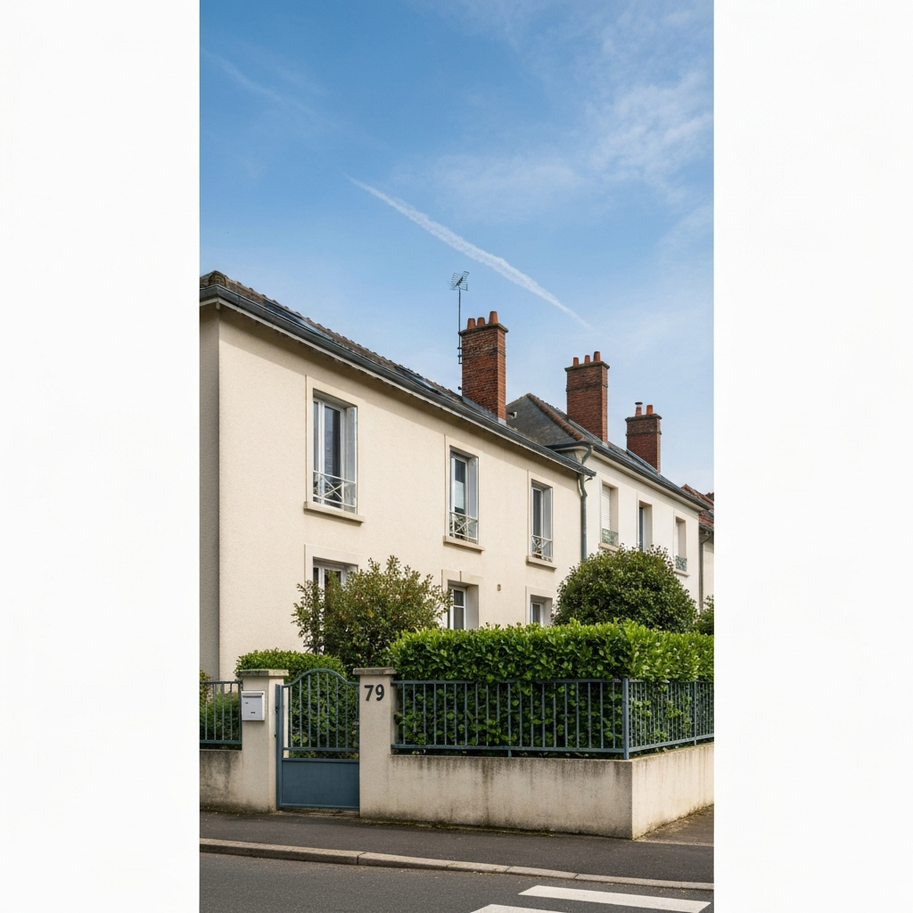 Vue de la façade d'une maison à estimer sur la rue Ferrer à L'Haÿ-les-Roses, 94240